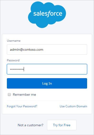 Login no Salesforce.