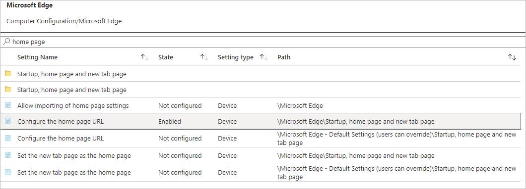 O status de configuração está Habilitado