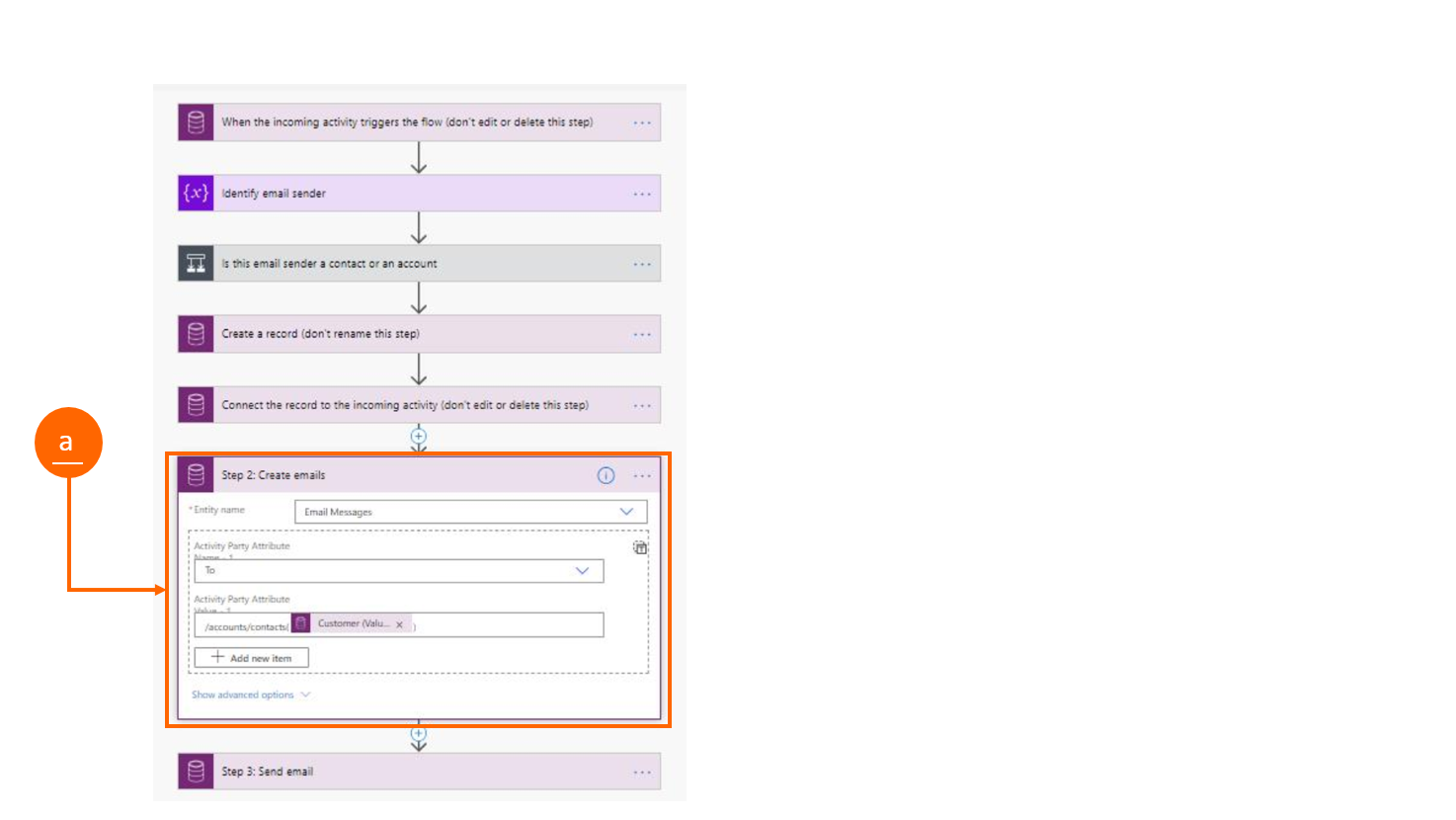 Captura de ecrã da vista da Interface Unificada pós-migração em que o campo Para foi migrado.