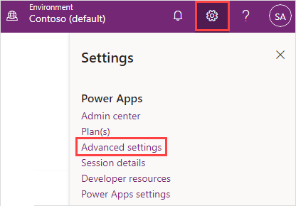 Aceder a Definições Avançadas no Power Apps