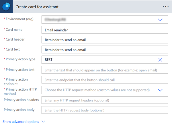 Captura de tela da criação de um cartão para API REST.