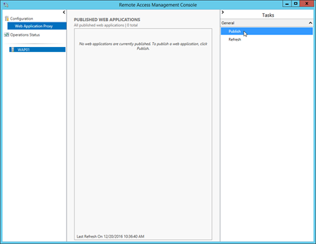 Selecione Publicar no painel Tarefas no Console de Gerenciamento de Acesso Remoto.