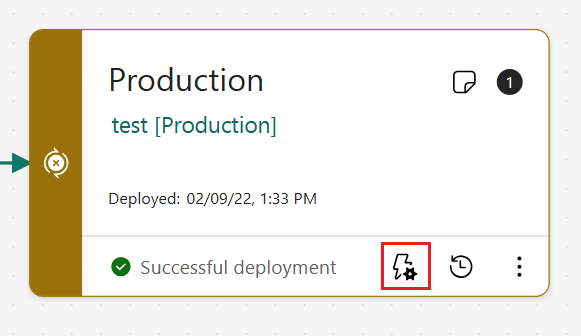 Uma captura de tela do botão de regras de implantação, localizado no menu do estágio de implantação.