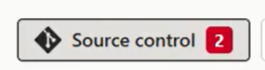 Captura de tela do ícone de controle do código-fonte com o número 2 indicando que há duas alterações a serem confirmadas.