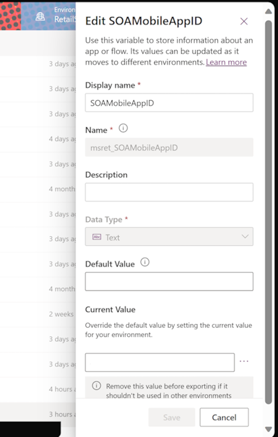 A imagem mostra como copiar e configurar o ID da Aplicação para o Teams do Store operations.