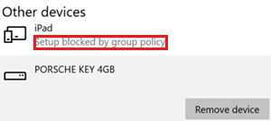 Dispositivo bloqueado pela política de grupo.