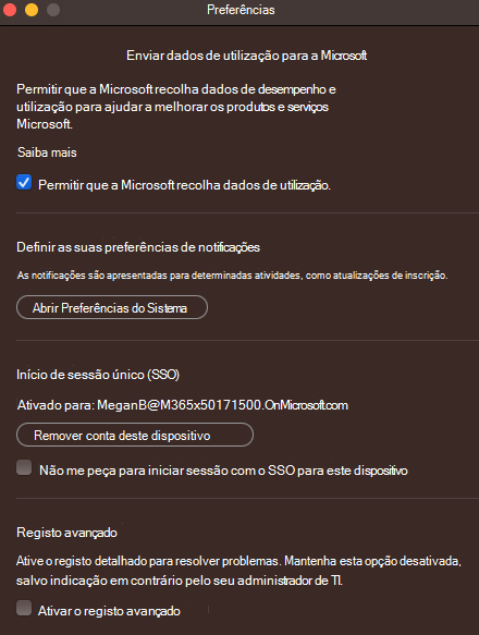 Não me peça para iniciar sessão com o início de sessão único para este dispositivo.