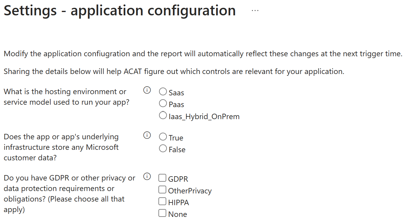 Definição de configuração da aplicação