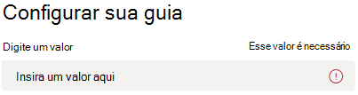 Página de configuração da guia