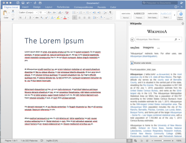 Suplemento do Office exibido no Office no Mac.