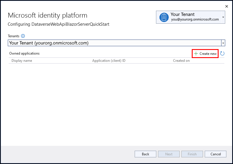 Microsoft identity platform dialog