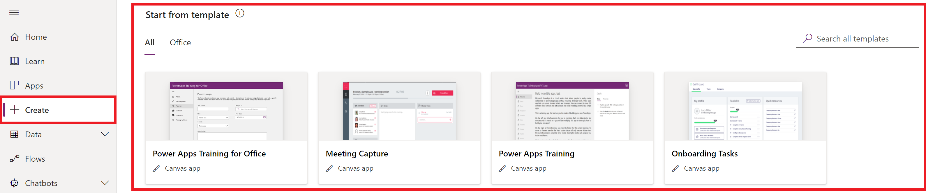 Site do Power Apps