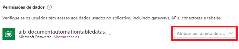 Atribua uma direito de acesso.