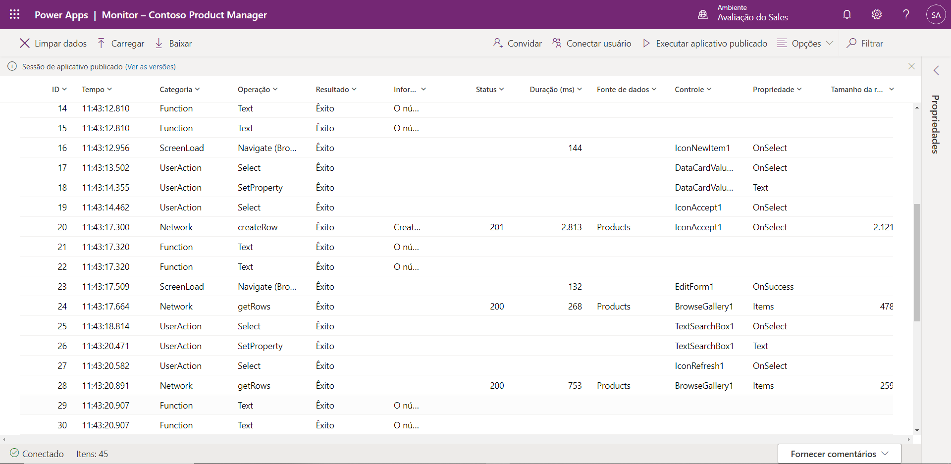 Dashboard do Monitor.