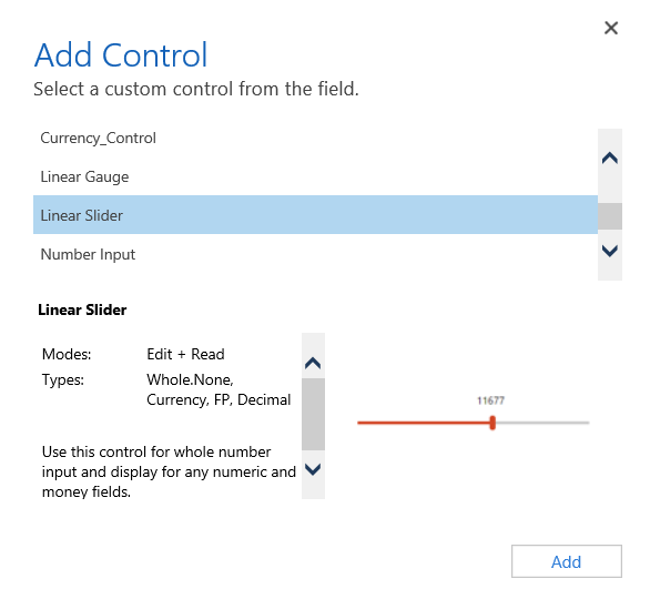 Add linear slider control.