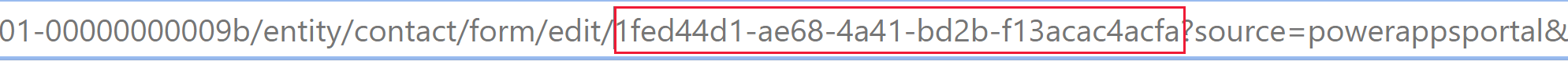 O ID do Formulário pode ser encontrado no URL do browser quando abre um formulário no estruturador de formulários moderno.