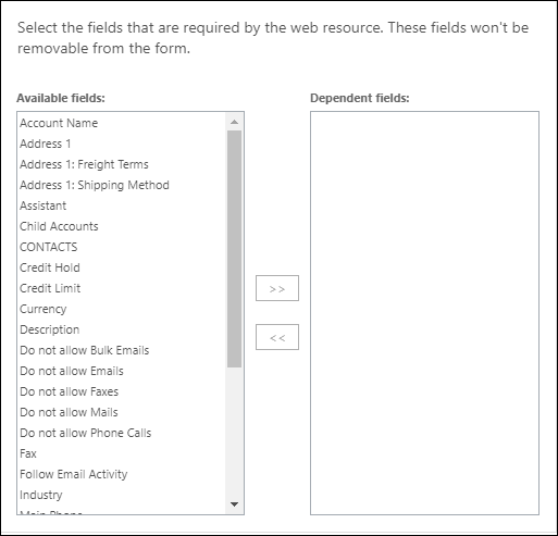 Propriedades de dependência do recurso Web.