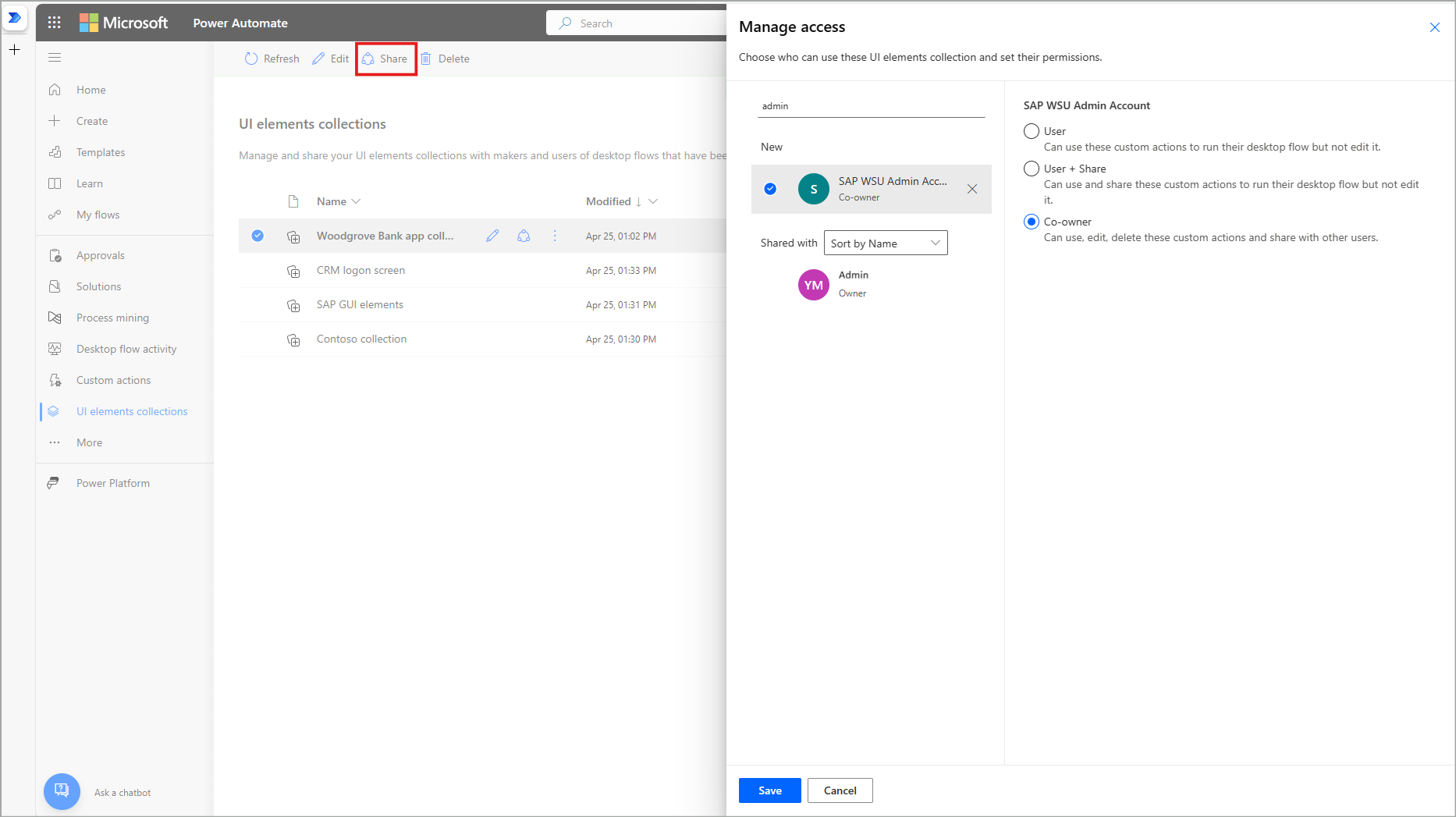 Compartilhe uma coleção de elementos da interface do utente no portal.