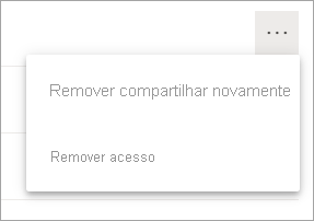 Captura de ecrã de Mais opções, Remover painel de acesso.