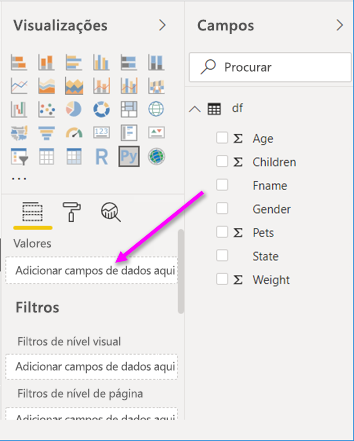 Screenshot that shows Drag to Add data fields here.