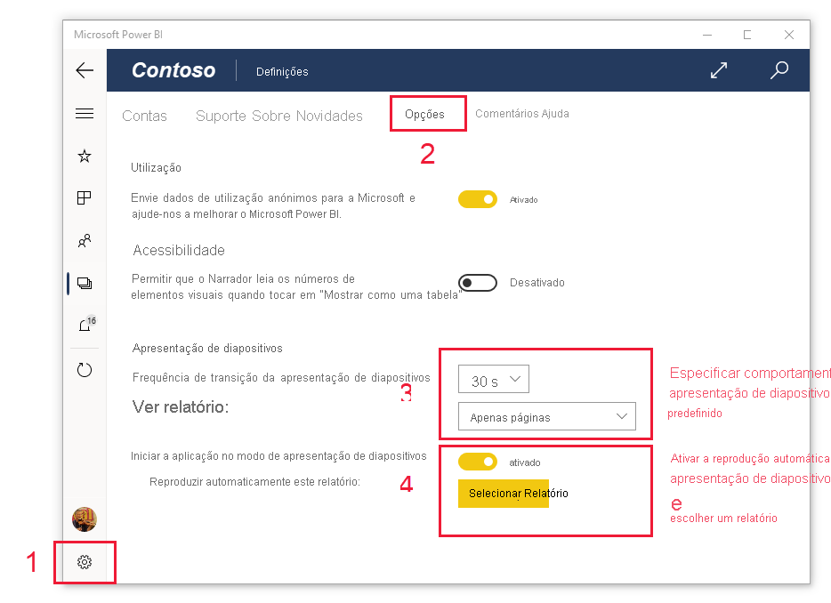 Screenshot of slideshow settings