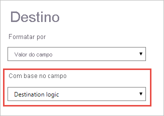 Screenshot of the Destination Action pane, highlighting the base field selection.