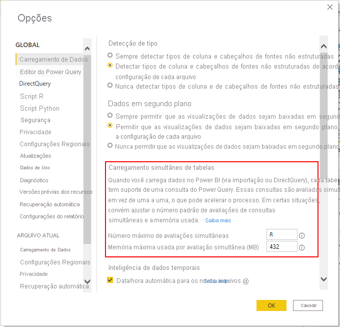 Changing data loading parallelization settings in Power BI Desktop