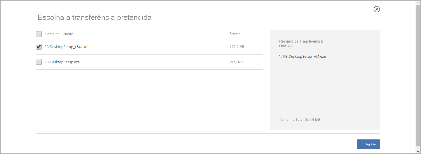 Screenshot of Download Center showing the 64-bit Power BI Desktop download selected.