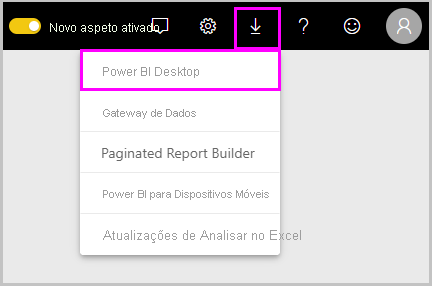 Screenshot of Power B I Service showing the download Power B I Desktop option.