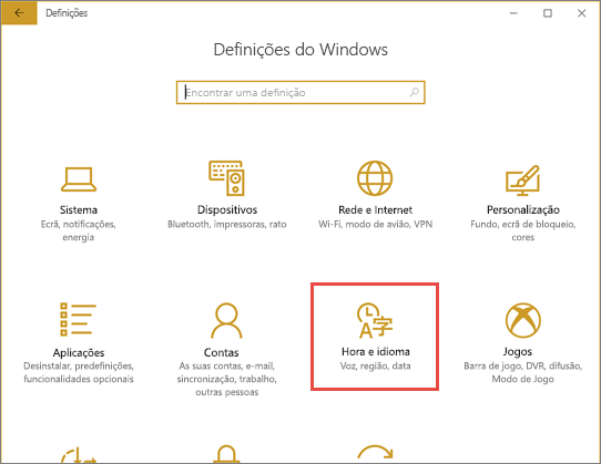 Captura de ecrã do Power BI Desktop a mostrar a caixa de diálogo de definições do Windows.