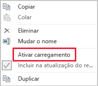 Captura de ecrã do Power Query a mostrar a opção 