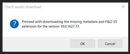 Extension and metadata download dialog.