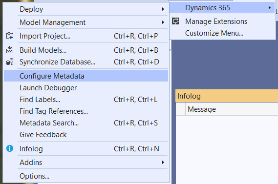 Configure Metadata menu