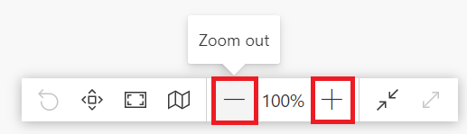 Botão Reduzir ou ampliar disponível no canto inferior direito do painel de exibição de diagrama.