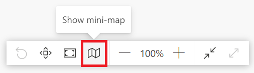 Botão Minimapa disponível no canto inferior direito do painel de visualização do diagrama.