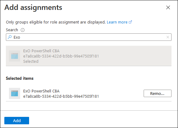 Localize e selecione seu aplicativo no menu desdobrável Adicionar atribuições.