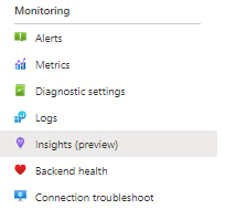 Captura de ecrã a mostrar Gateway de Aplicação informações.