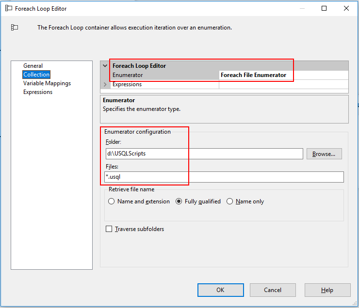 Captura de ecrã que mostra a Revisor Foreach Loop com 