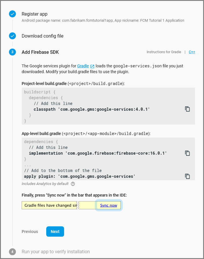 alterações de configuração build.gradle