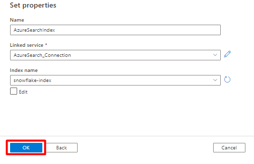 Captura de ecrã a mostrar como escolher New Search Linked Service no Azure Data Factory for Snowflake.