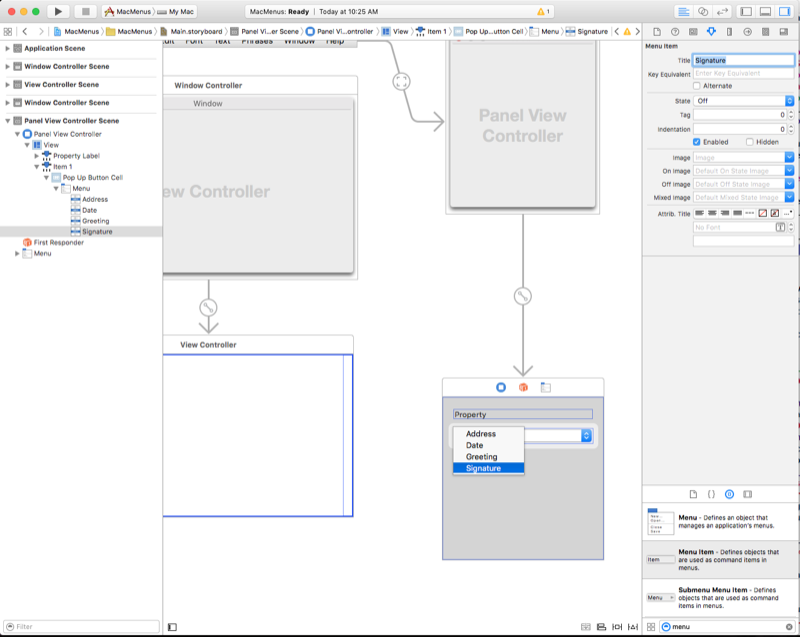 Configurando os itens de menu