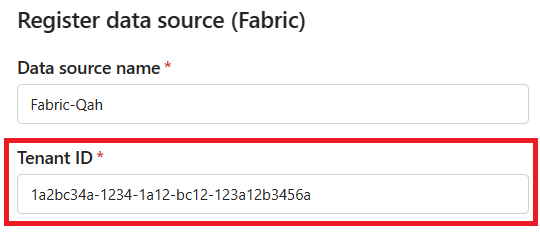 Screenshot that shows the registration experience for cross-tenant Fabric.