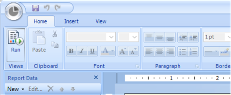 Captura de tela da interface anterior do Report Builder.