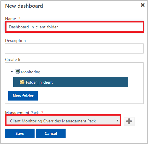 Captura de ecrã a mostrar o dashboard guardar.