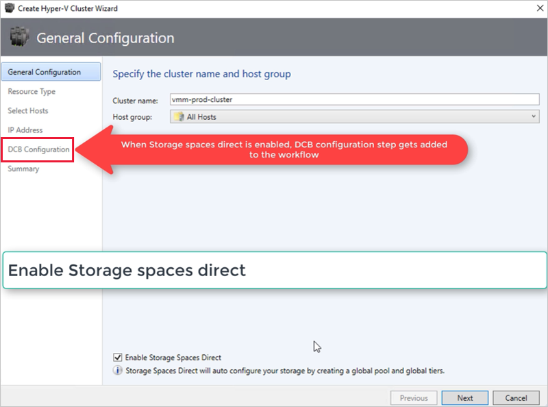 Captura de ecrã do cluster hyper-V.