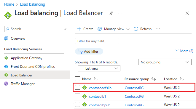 Captura de tela mostrando o novo load balancer que você acabou de criar.