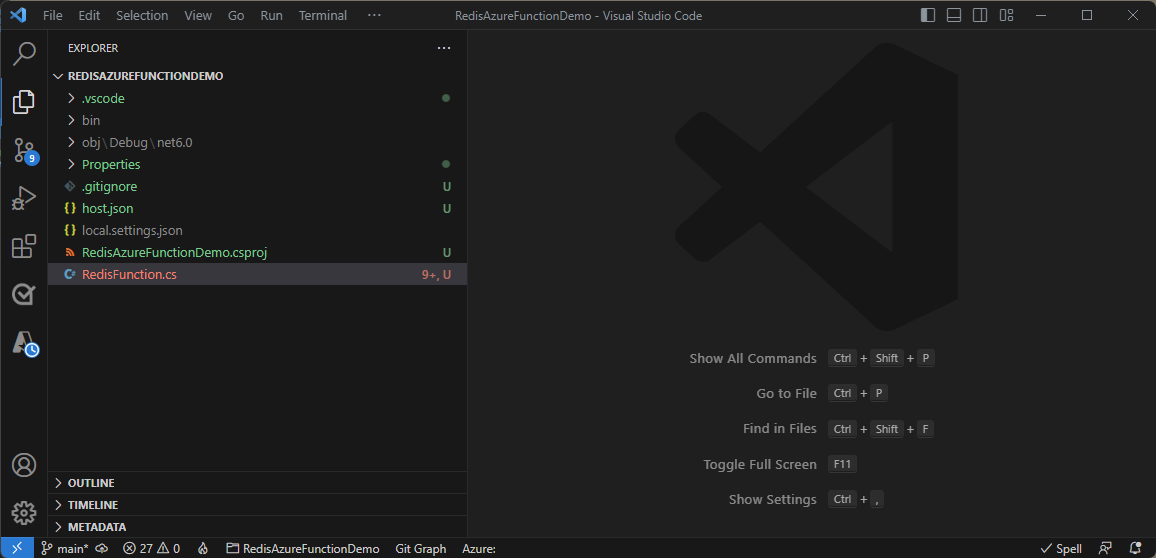 Снимок экрана: рабочая область в VS Code.