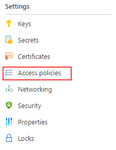 На изображении показано, как выбрать политики доступа в колонке хранилища ключей.