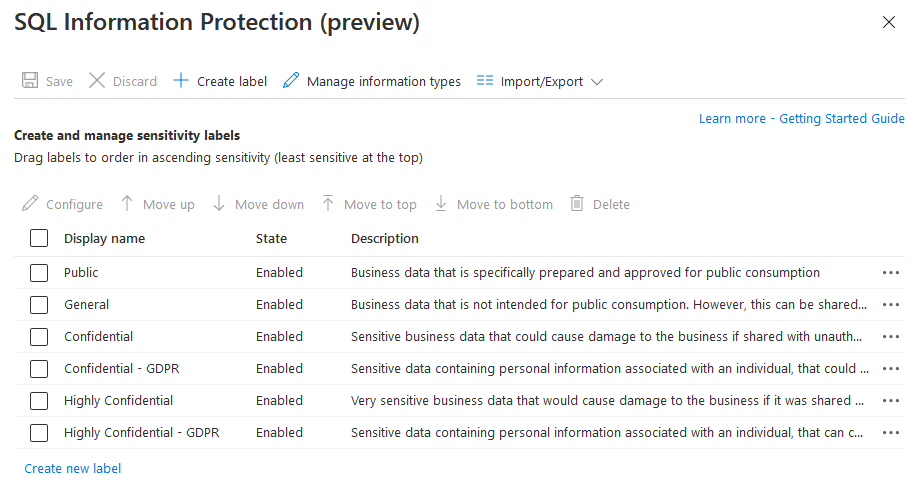 Страница с политикой защиты информации SQL.