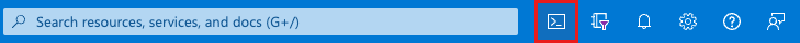 Снимок экрана: кнопка Azure Cloud Shell на панели инструментов портал Azure.